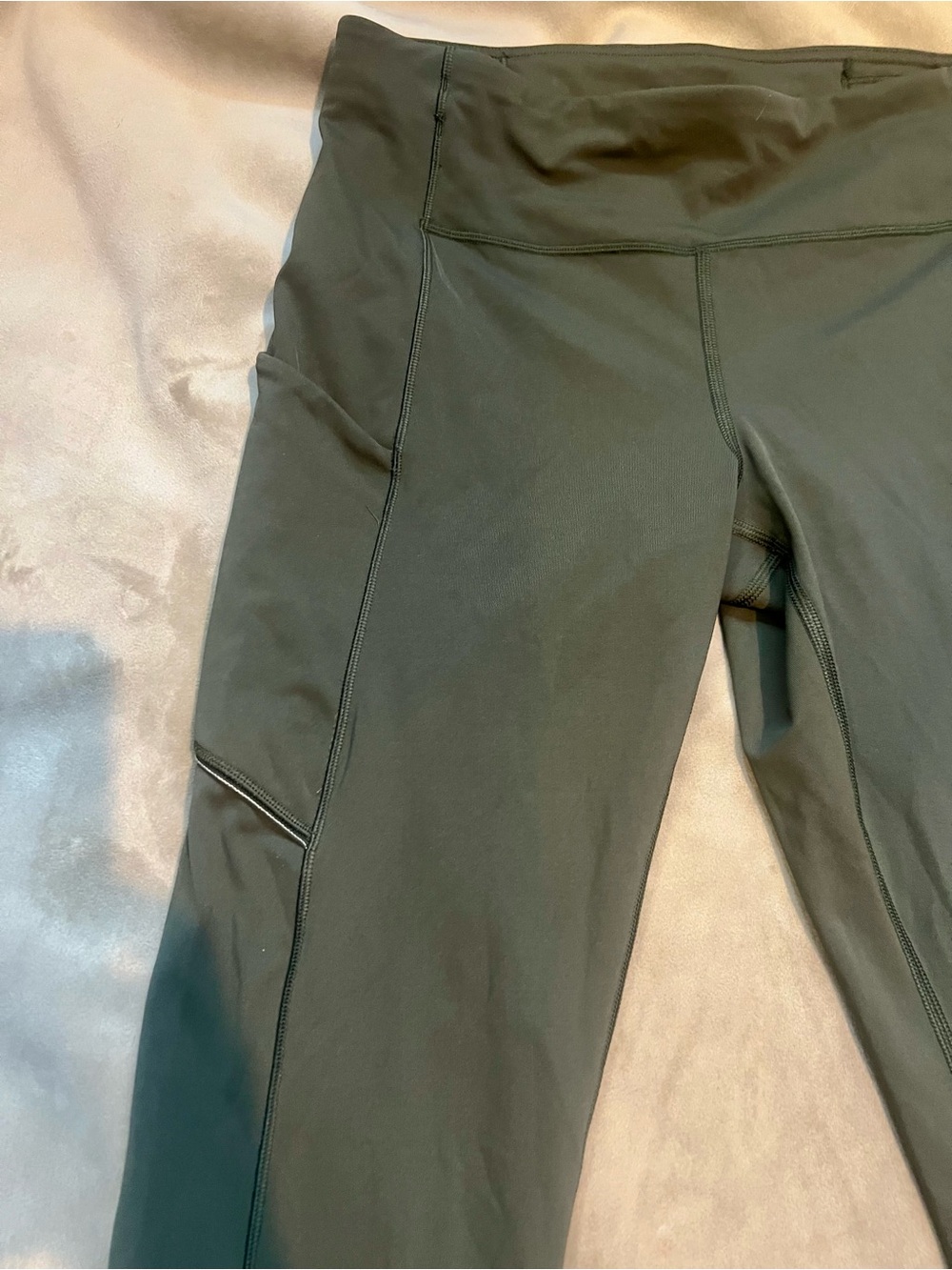 lululemon athletica Olive Green Zippered Active Leggings - Picture 2 of 10